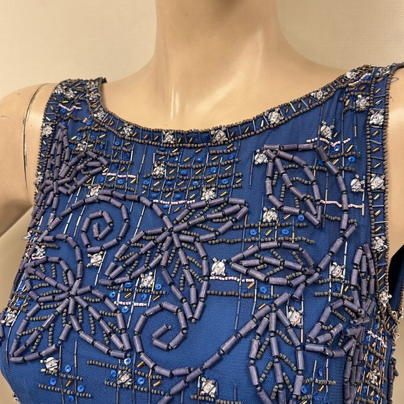 Theia fully beaded sleeveless long Gown with tail - Picture 8 of 13